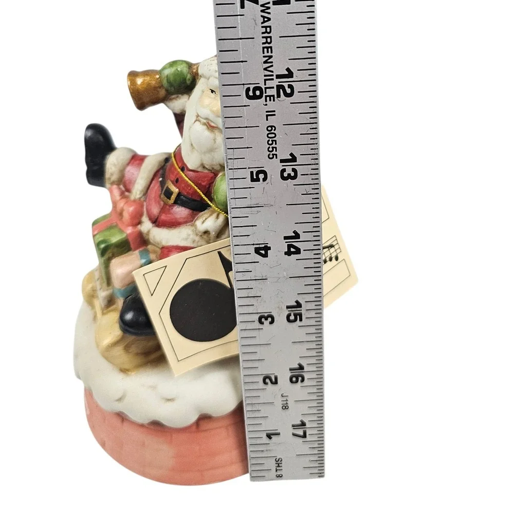 Flambro‎ Porcelain Antique Santa Musical Figurine Santa Claus Is Coming To Town